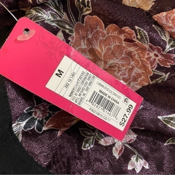 Xhilaration Bodice Sleeveless Floral Velvet Dress in Wineberry M Juniors - Picture 4 of 5